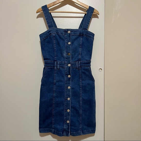 Mango Blue Button Through Denim Dress - Picture 3 of 4